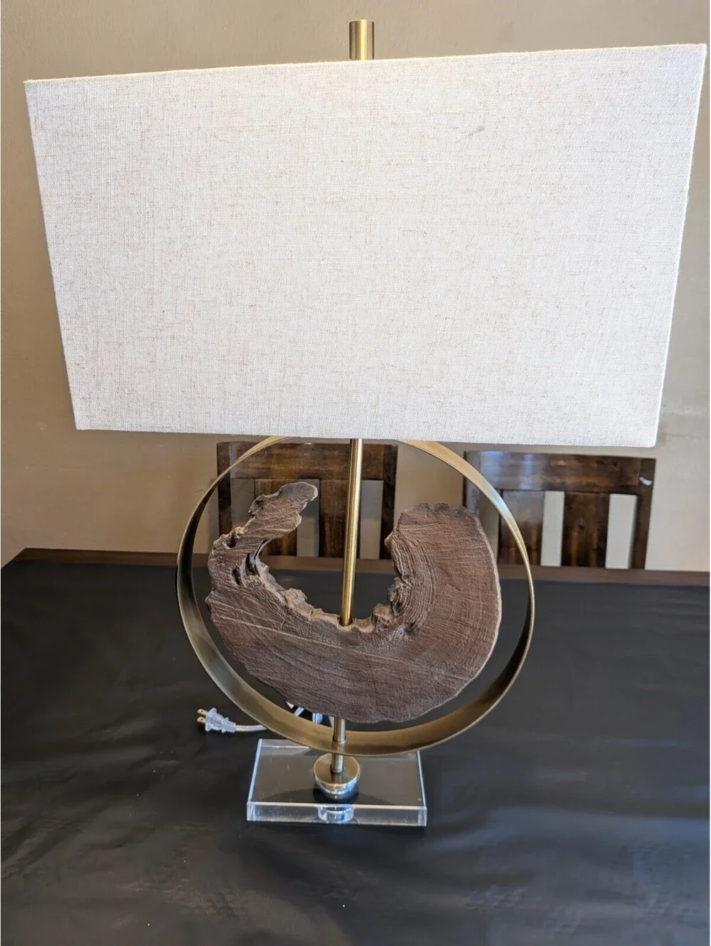 Uttermost Ambler Driftwood Table Lamp Oatmeal Shades Rustic Luxury SINGLE